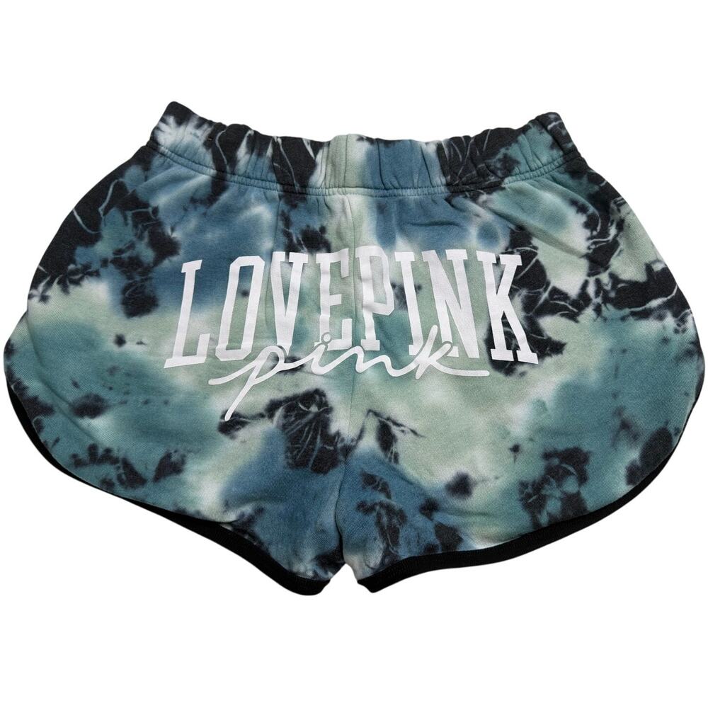 Victoria's Secret PINK Varsity Shorts black and blue tie-dye pattern size Medium